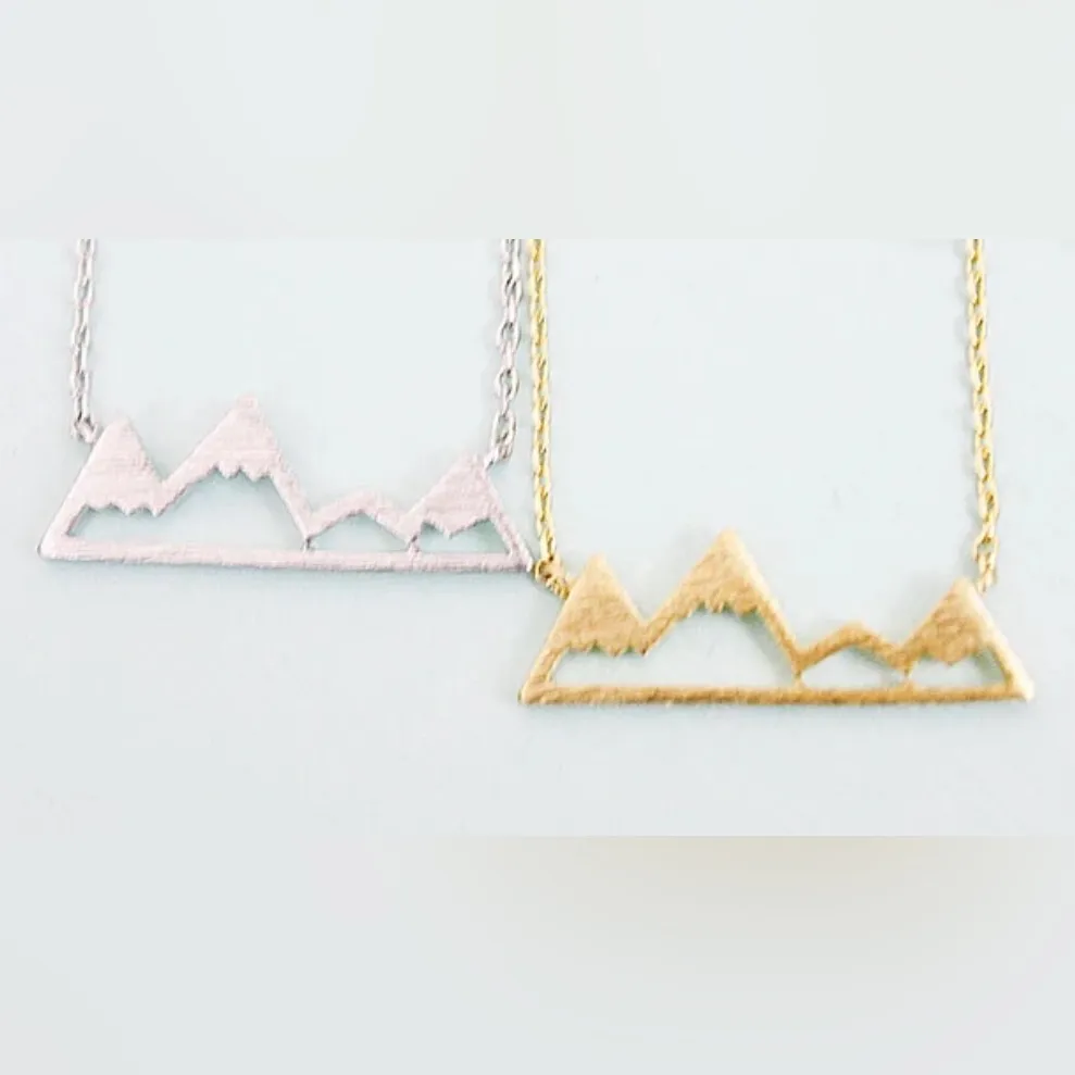 White Gold Plated Mountain Bar Pendant Necklace, 16-18”‎ - Image 6