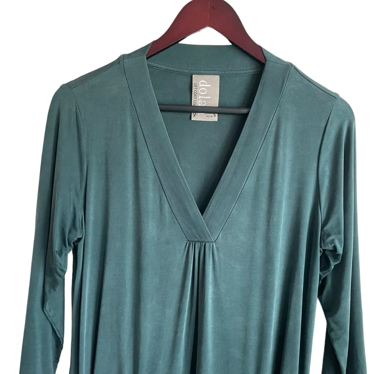 Dolan Women Dress MP Green Left Coast Shift Mini Slinky Stretch Effortless Easy‎ Size M - Image 5