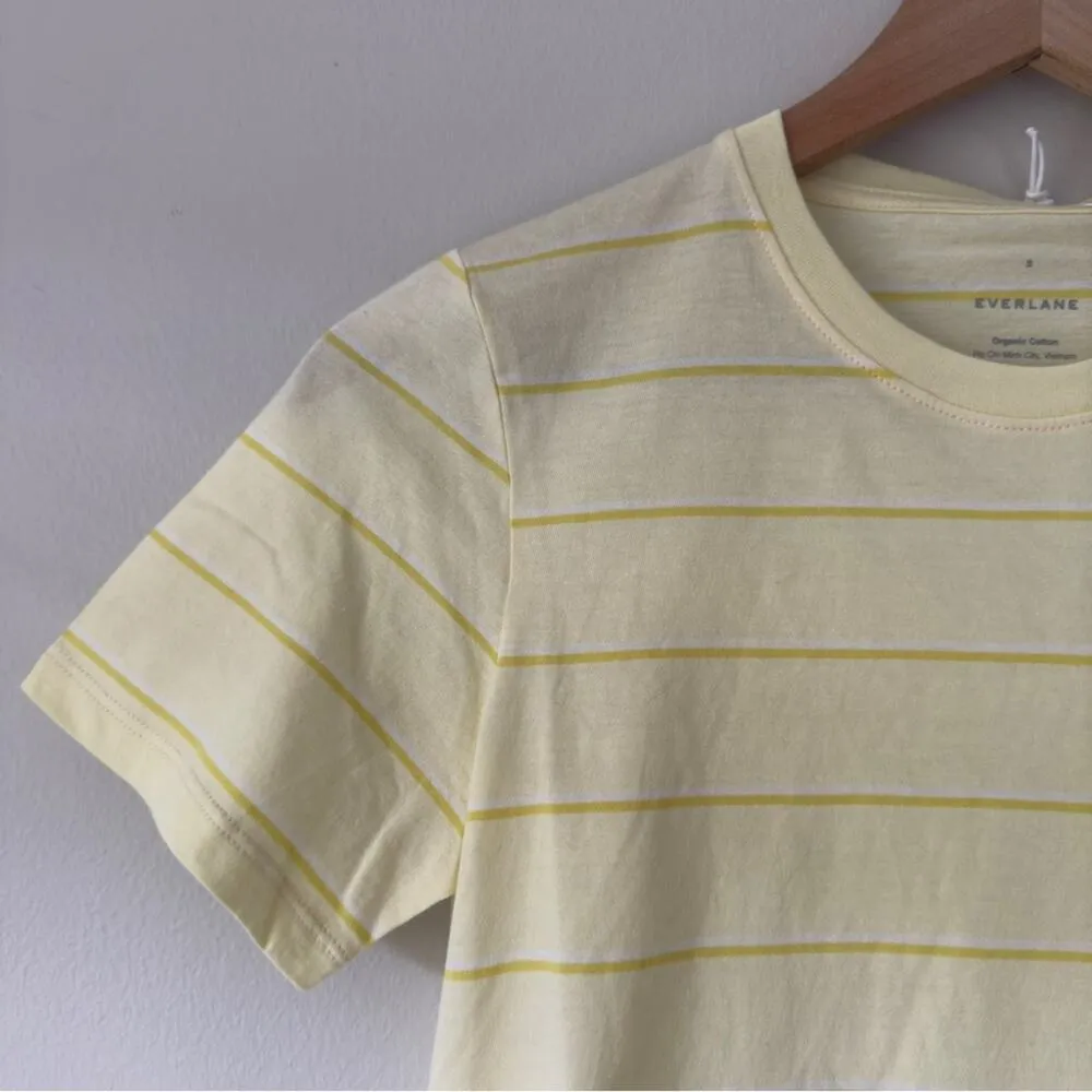 NWT Everlane 100% Organic Cotton T-Shirt Yellow Striped Summer Short Sleeve Crew - Image 4