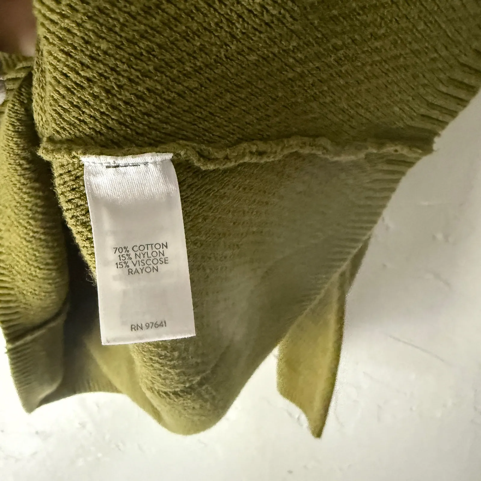 J.Jill Textured Knit Top Olive Green Cotton Blend Long Sleeve Casual Womens‎ L - Image 3
