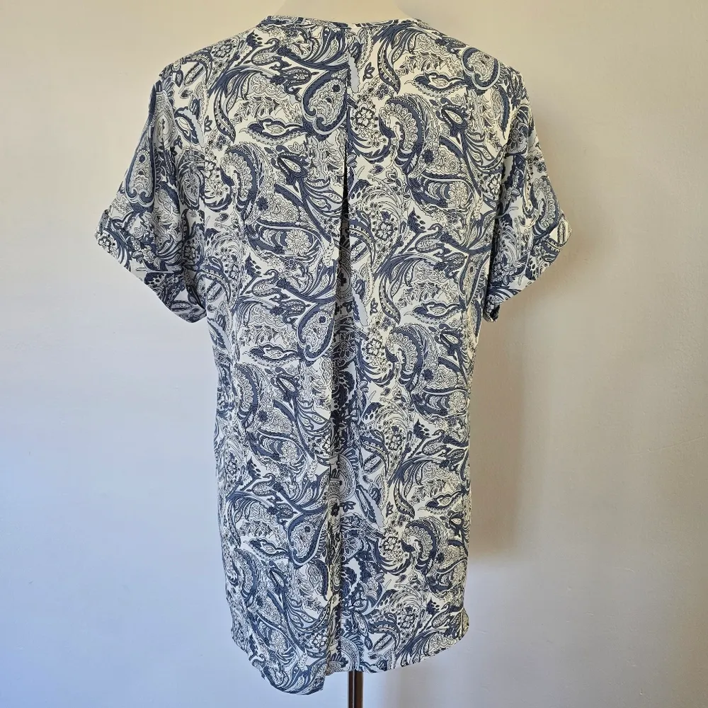 Max Studio Blue & White Paisley Blouse – Size Small - Image 5