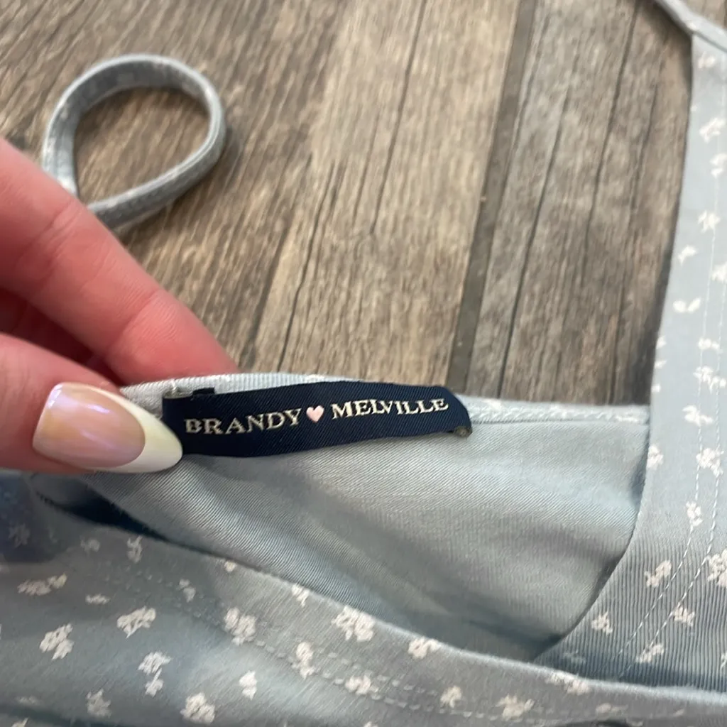 Brandy Melville Light blue cotton floral dress - Image 3