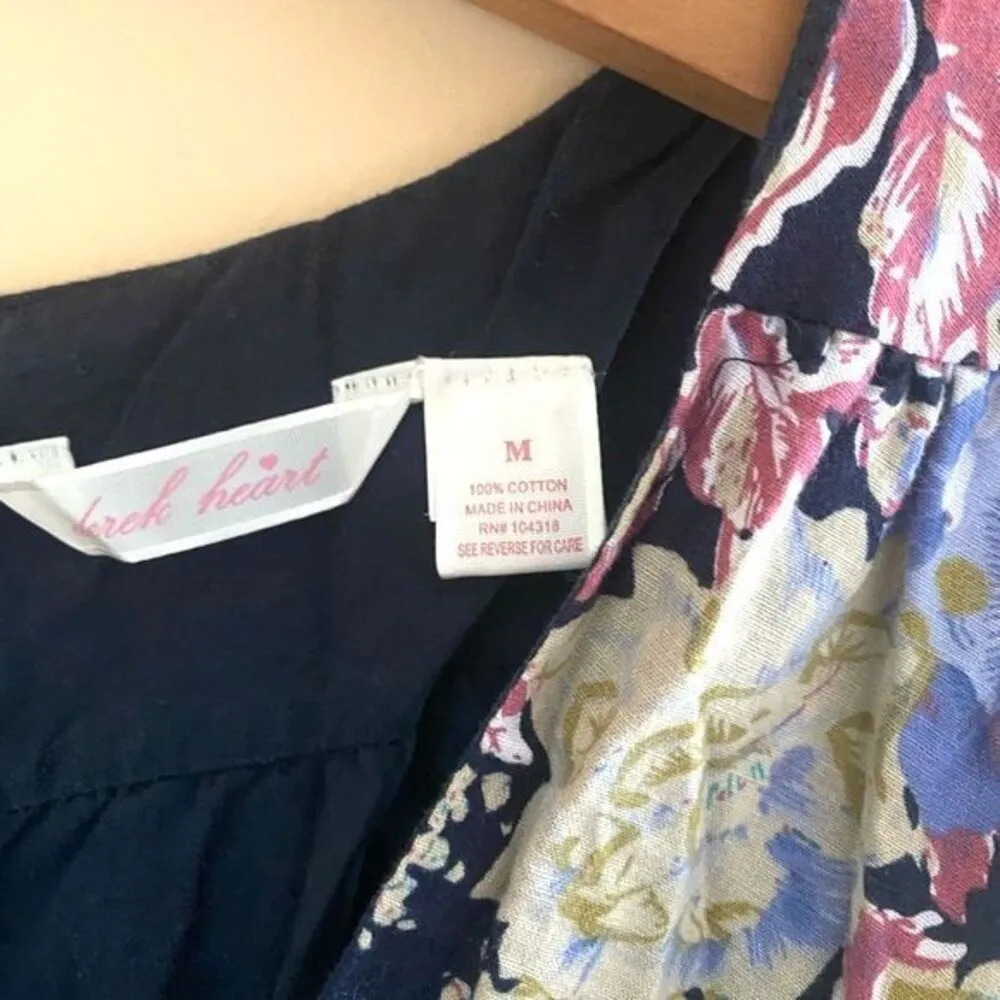 Derek Heart Y2K Belted Floral Short Sleeve Zippered Lined Baby Doll Mini Dress M - Image 6