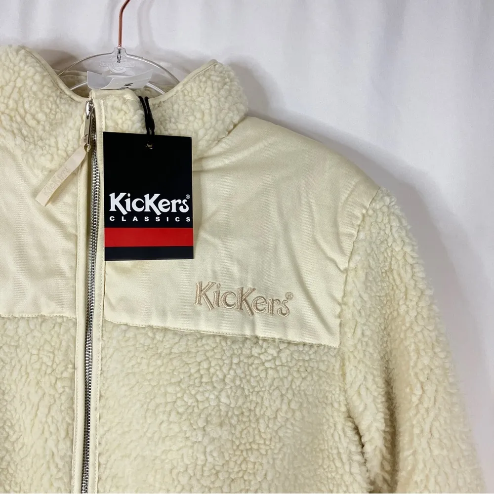 PACSUN Kickers Classics | Cream Teddy Fleece Jacket w/Contrast NWT - Image 2