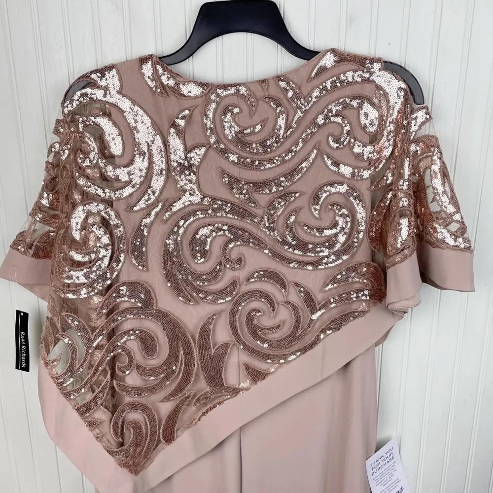 NEW R&M Richards 2584 Short Mother Of The Bride Dress Caramel Gold Sequin Size 6 - Image 13