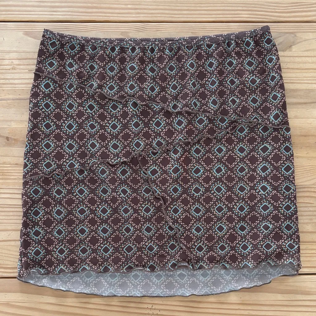 SO Geometric Patterned Mini Skirt - Brown - Image 7