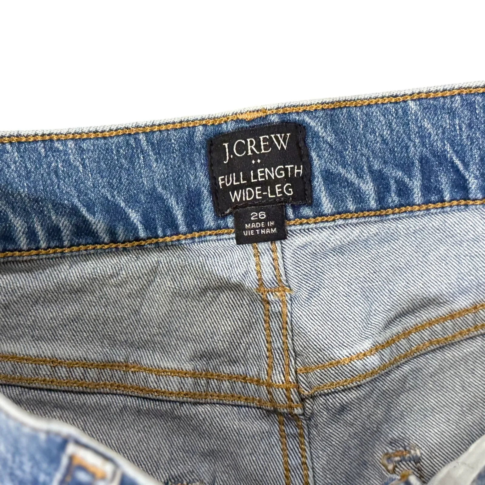 J Crew Full Length Wide Leg Jeans Light Wash Raw Hem Women Size 26 Blue - Image 3