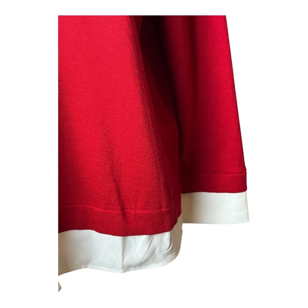 Karl Lagerfeld Sweater Women Small Red Knit Layered Beaded Neckline Preppy Party - Image 5