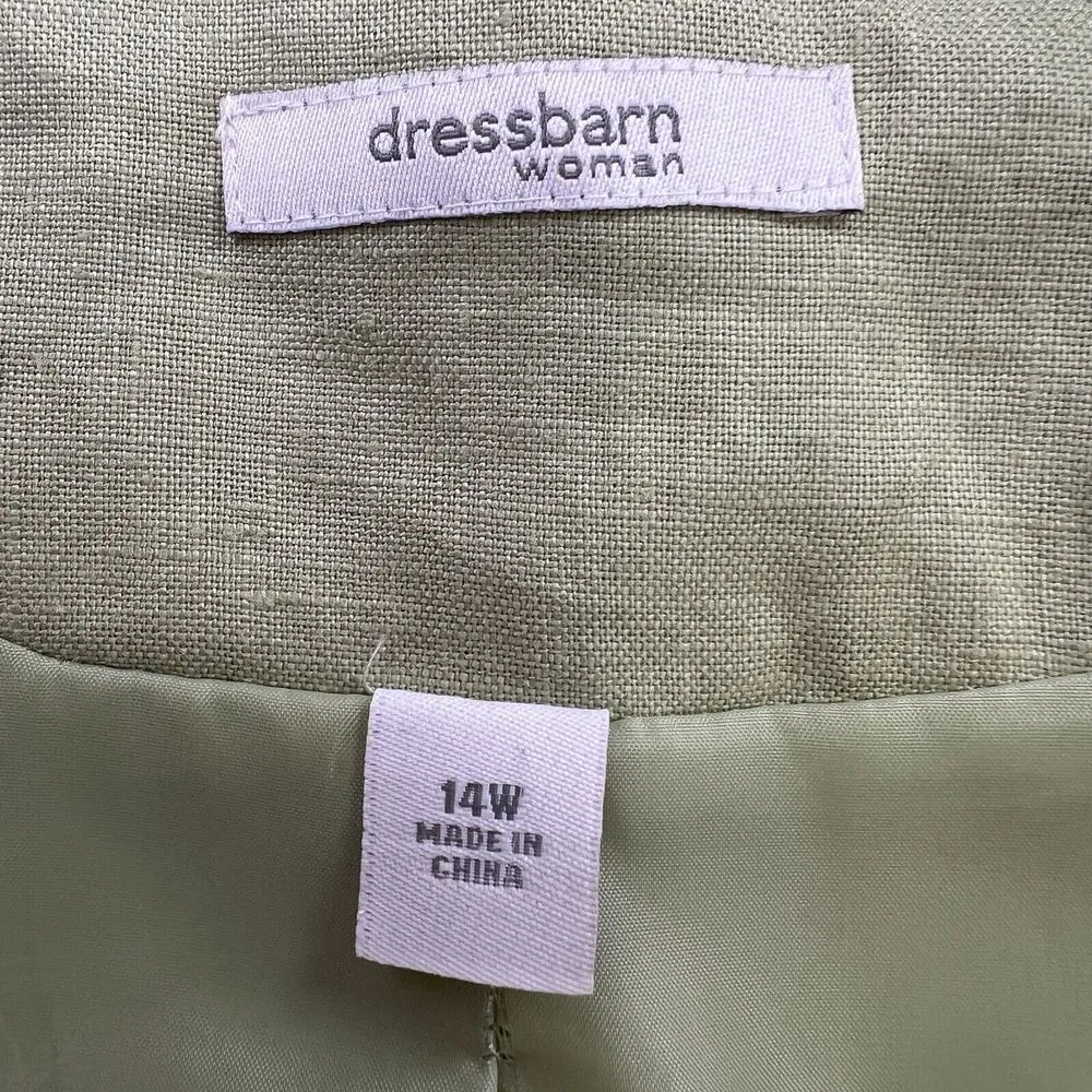 Dressbarn Blazer Womens 14‎ Sage Green Linen Floral Embroideries Career Business - Image 4
