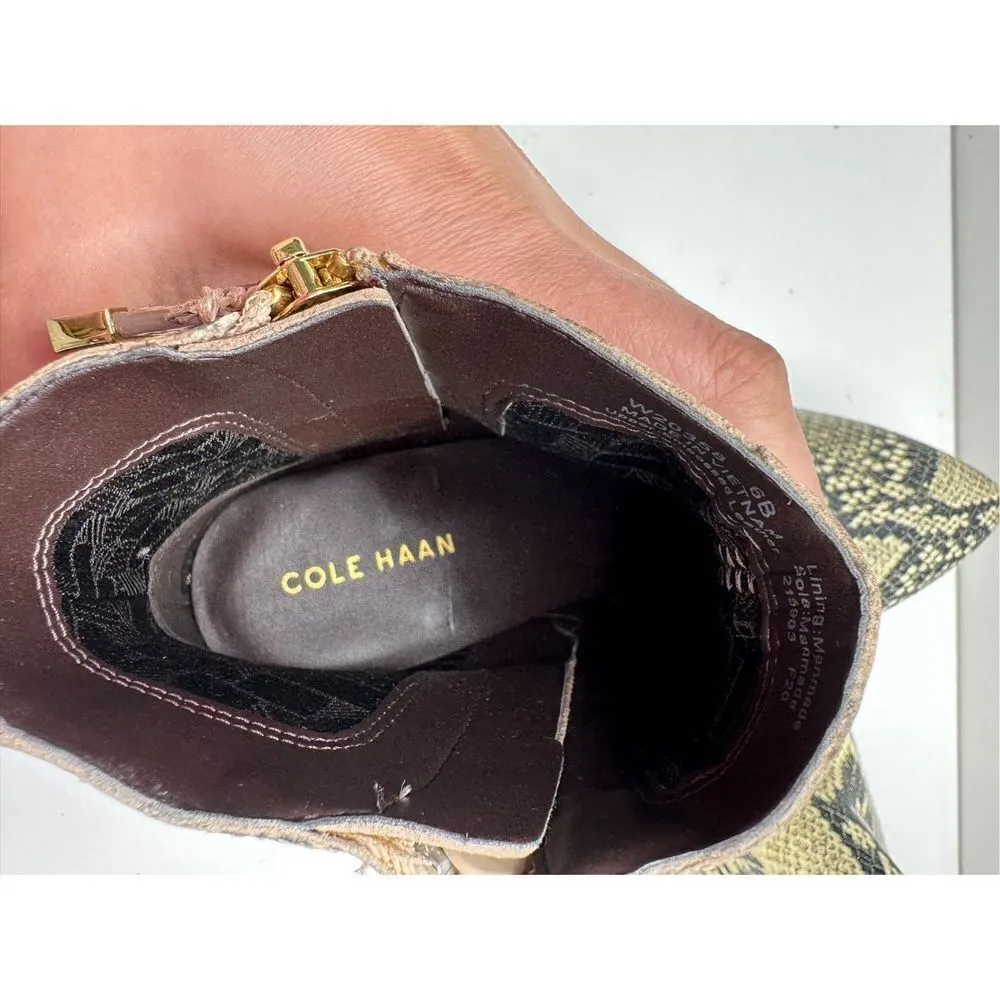 Cole Haan Grand Eva Leather Ankle Booties Snakeskin Embossed‎ Size 6 New - Image 10