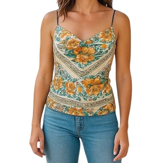 Anthropologie Women's Printed Cowl Neck Cutout Back‎ Floral Blouse Size XS - Image 13