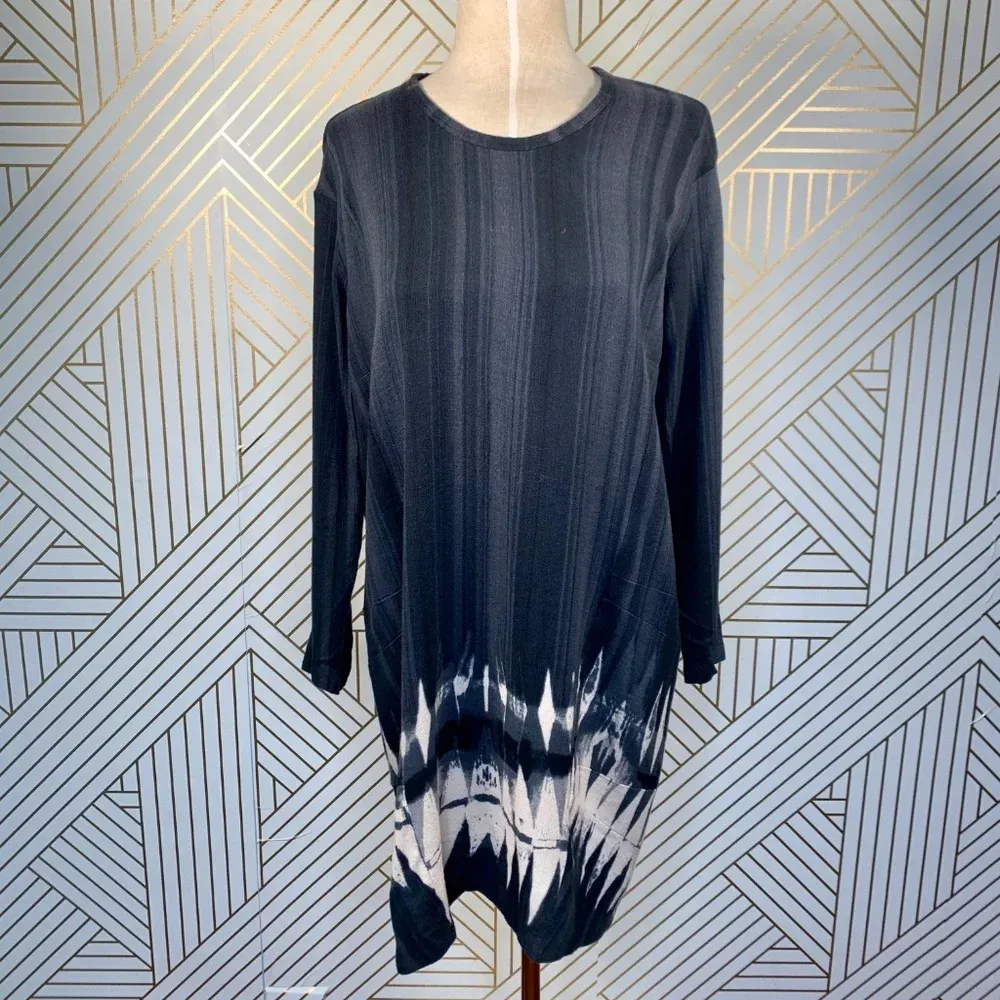 Anthropologie‎ Plenty by Tracy Reese Seva Tunic Dress Tie Dye Black Size Small - Image 3