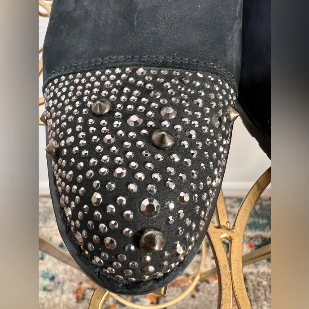 Stuart Weitzman Suede Crystal Studded Bootie Boots Size 6 - Image 5