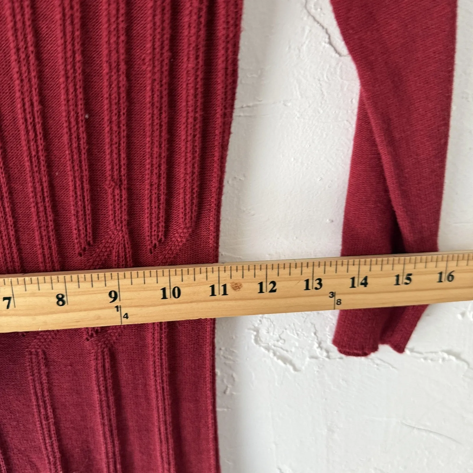 Max Studio Dress Y2k‎ Medium Red Sweater Knit Fit Flare Ribbed Pullover - Image 7