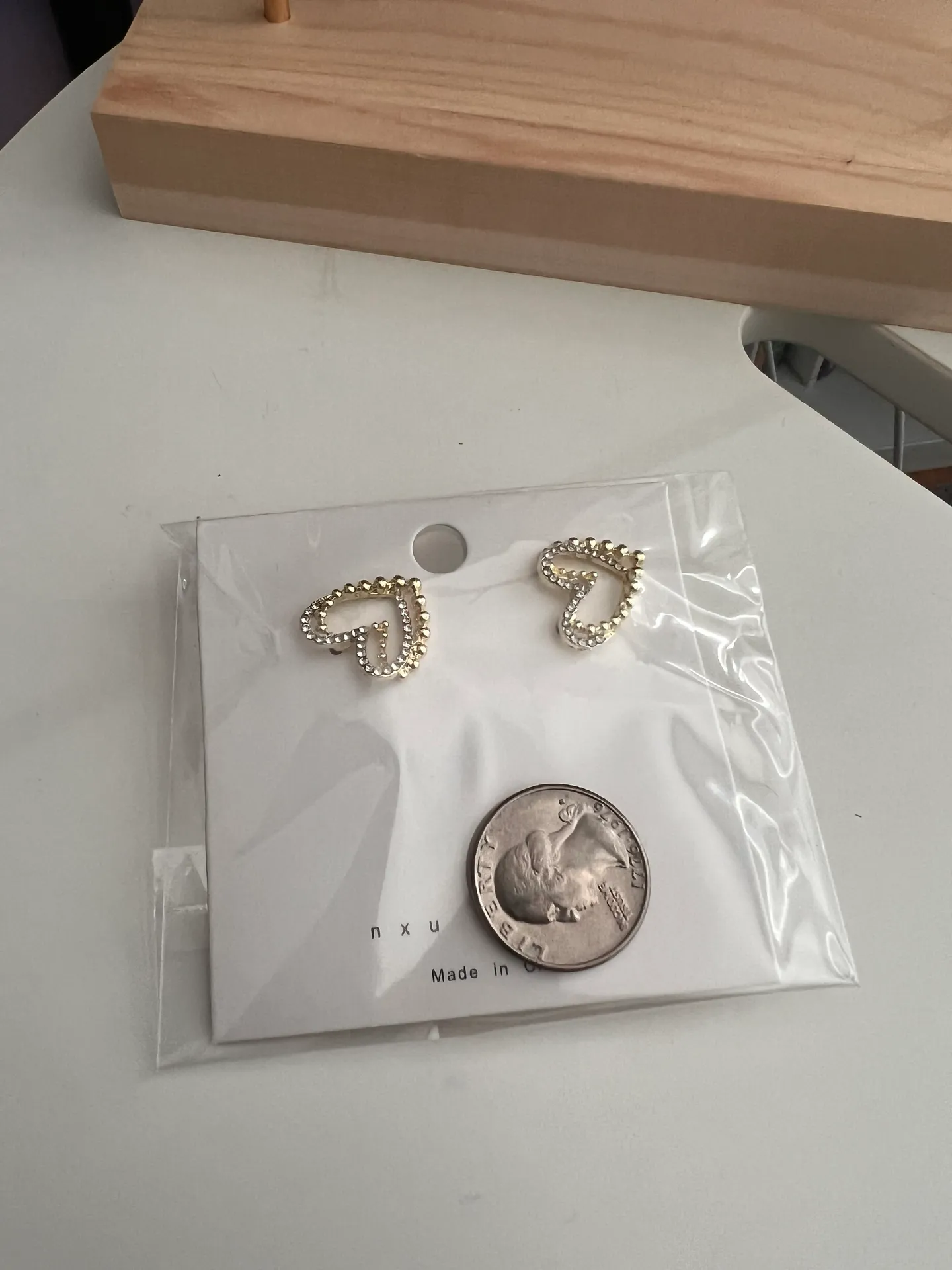 Gold Plated Heart Earrings - Image 4