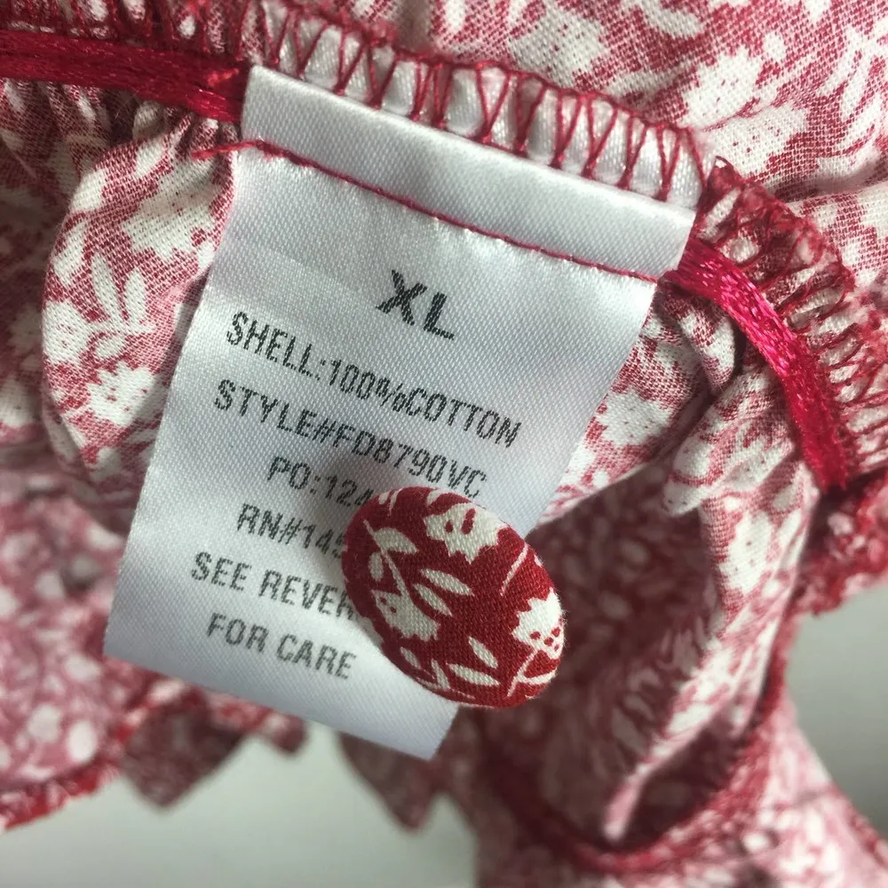 Vici Red White Floral Ruched Stretch Ruffle Sleeveless Mini Dress XL - Image 5