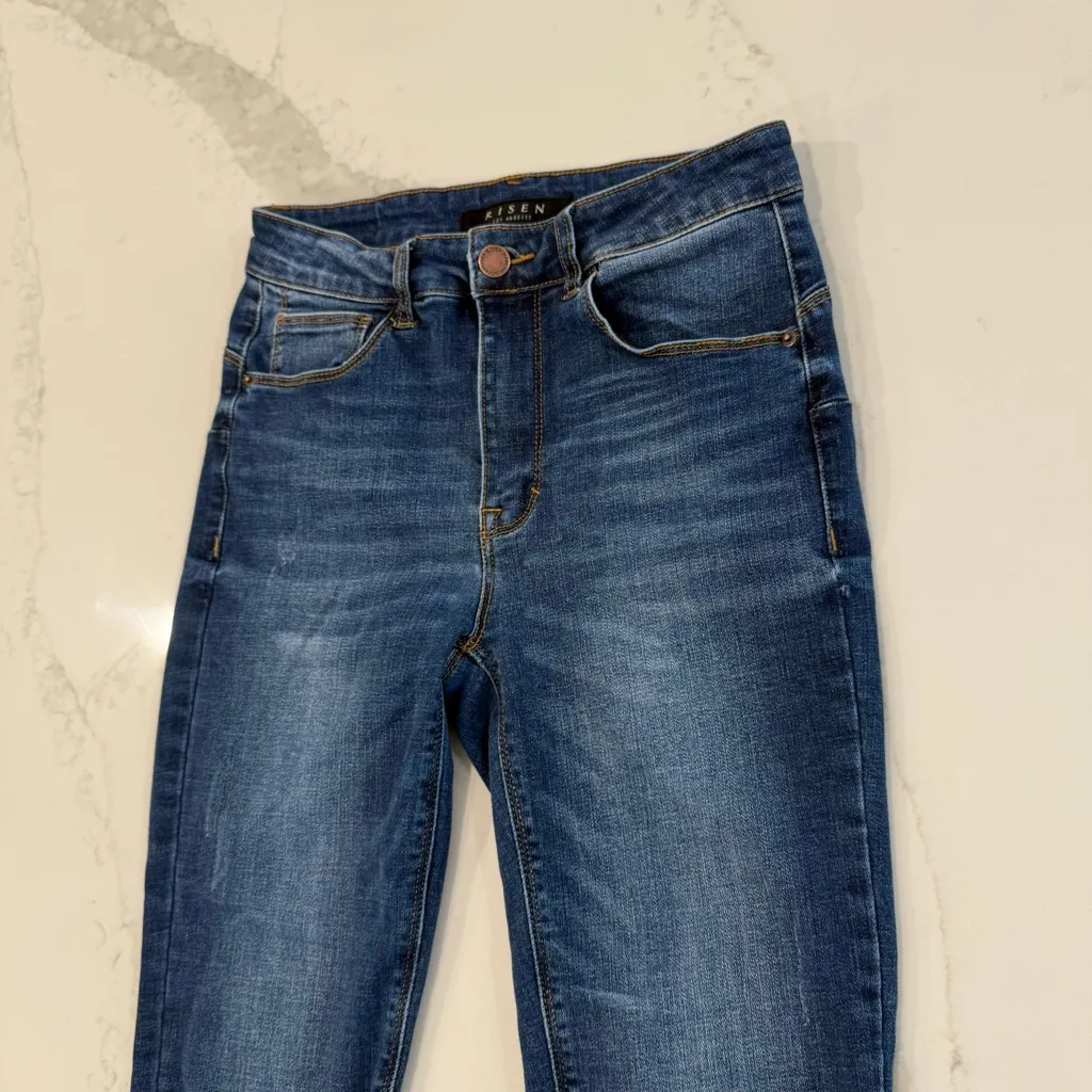 Risen Curvy Yoke Hip Up Skinny Denim Jeans Women’s 27 Dark Blue Wash Mid Rise - Image 3