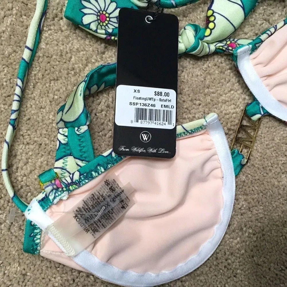 WILDFOX sixties teal floral bikini. Medium . NWT - Image 9