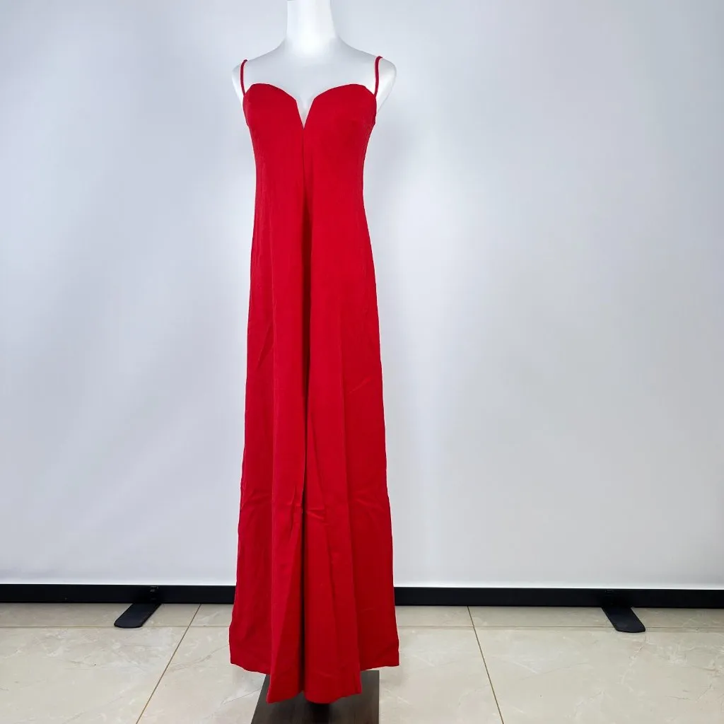 NWT Farm Rio Linen Blend Sleeveless Wide Leg Jumpsuit Sz XS Red - Image 2