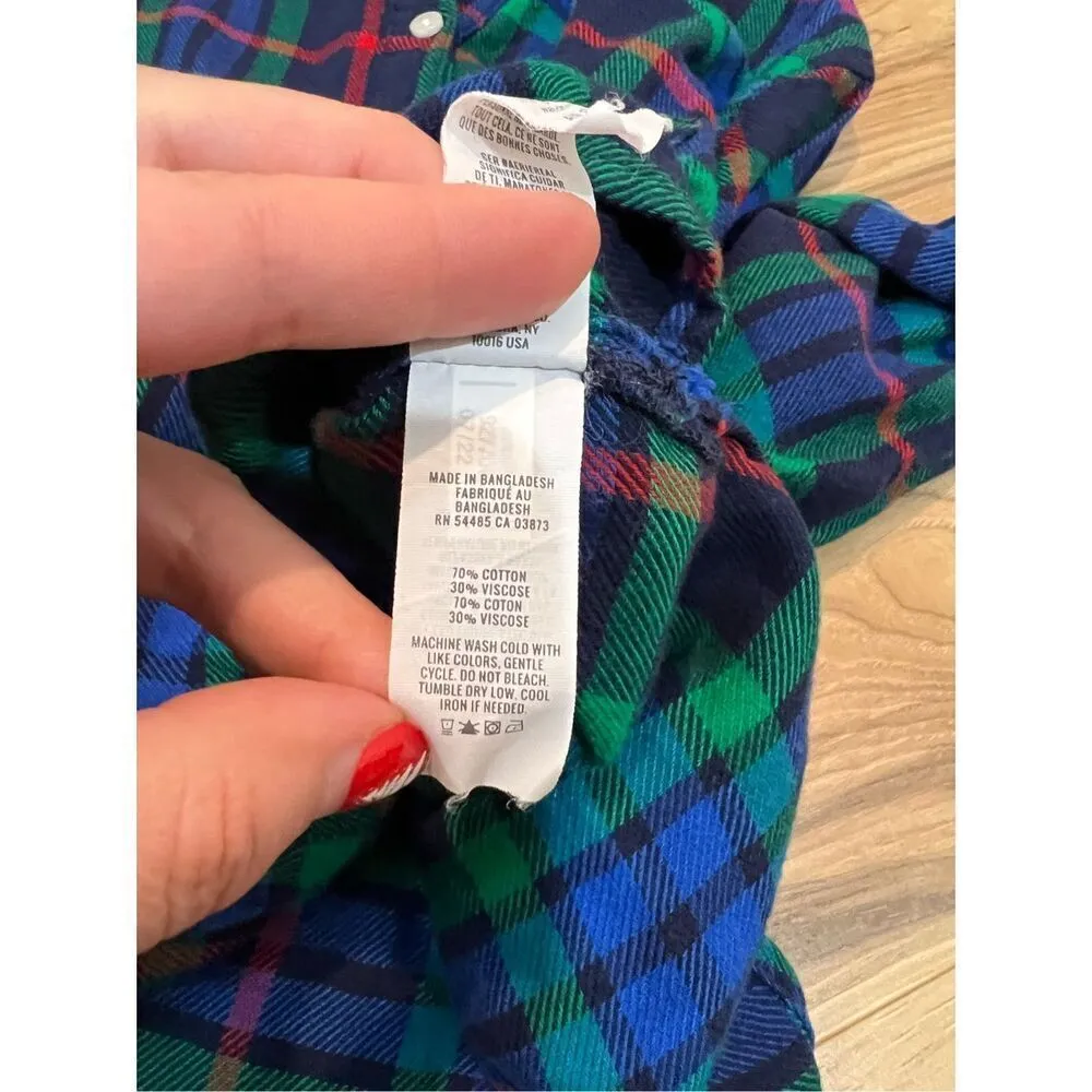 Aerie Blue Green Plaid Button Down Flannel Sz M - Image 5