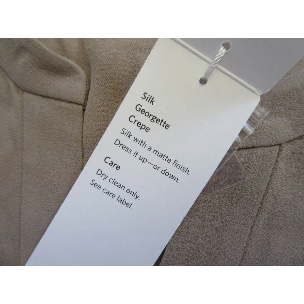 NWT Eileen Fisher Project Mocha Silk Georgette Crepe Mandarin Collar Romper L - Image 3