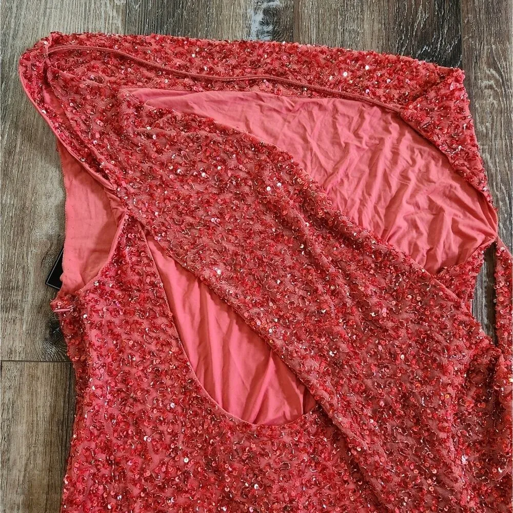 Retrofete Esme Dress in Calypso Coral Sequin Beaded Large NWT Sleeveless Mini - Image 7