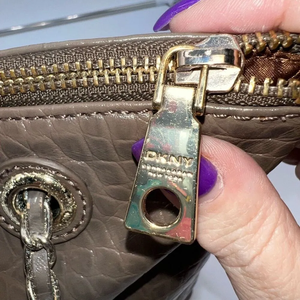 DKNY Croc Embossed Leather Adjustable Woven Chain Tote - Image 10