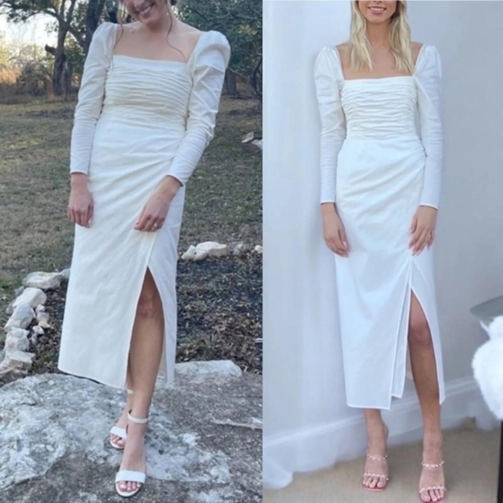 Reformation Isaac Dress 2 White Bridal Wedding Midi Dress‎ - Image 2