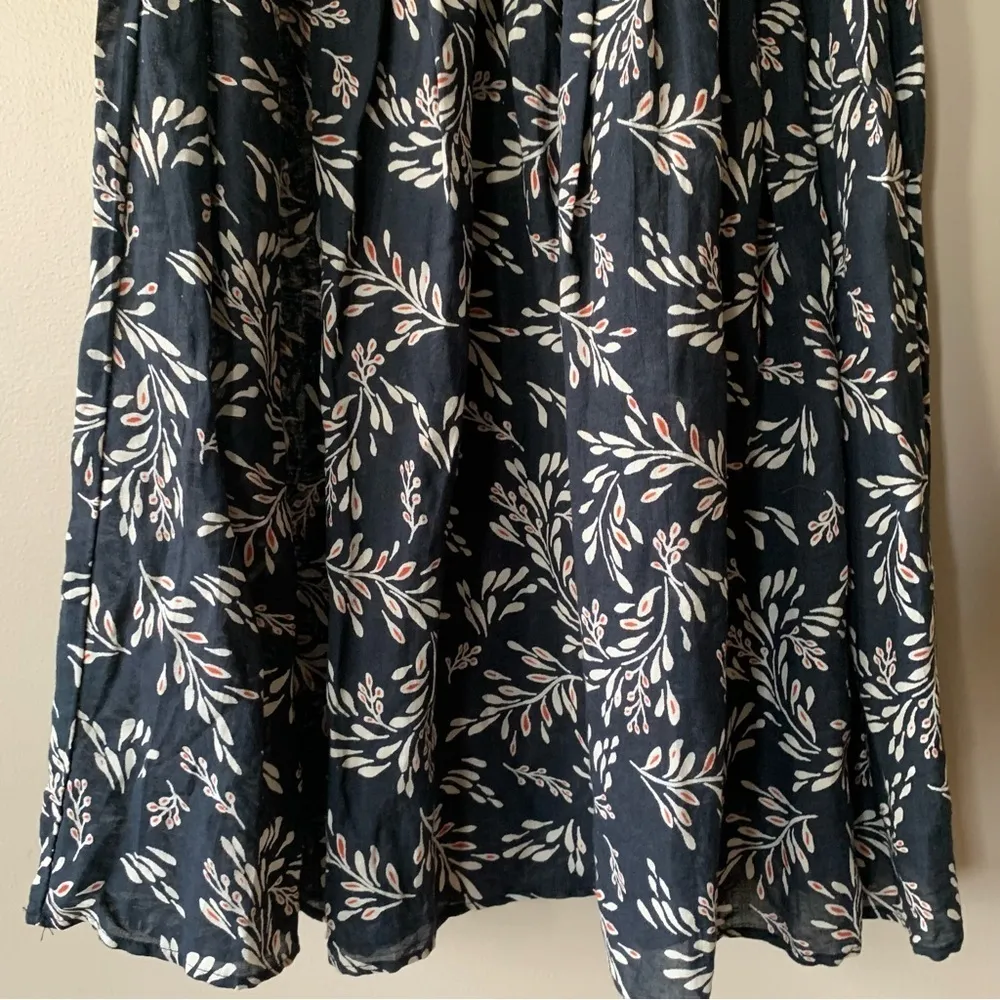 NWOT Zara Penny Ruched Black Floral Linen Blend Boho Midi Dress Size Small - Image 13