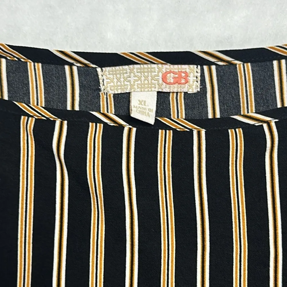 GB Long Sleeve Top Sz XL MULTICOLOR STRIPED AUTUMN NIGHTS CROPPED BLOUSE/TOP - Image 2