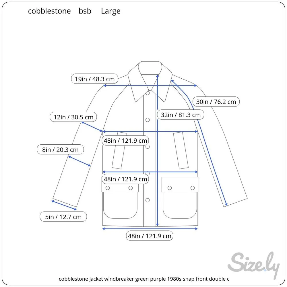 cobblestone  jacket windbreaker green purple 1980s snap front double collar - Image 2