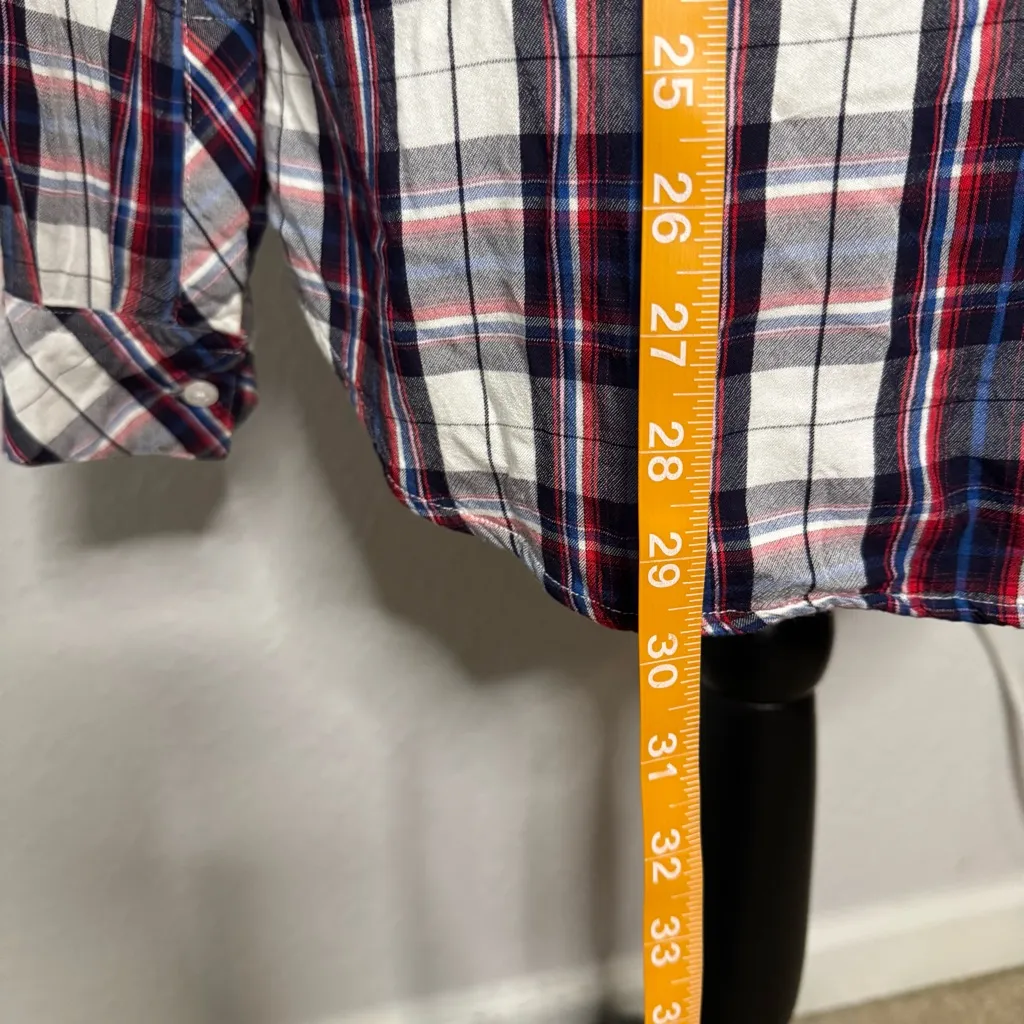 Rails Red Blue Plaid Button Down Shirt Size M Casual Boyfriend Fall Outdoor Boho - Image 7