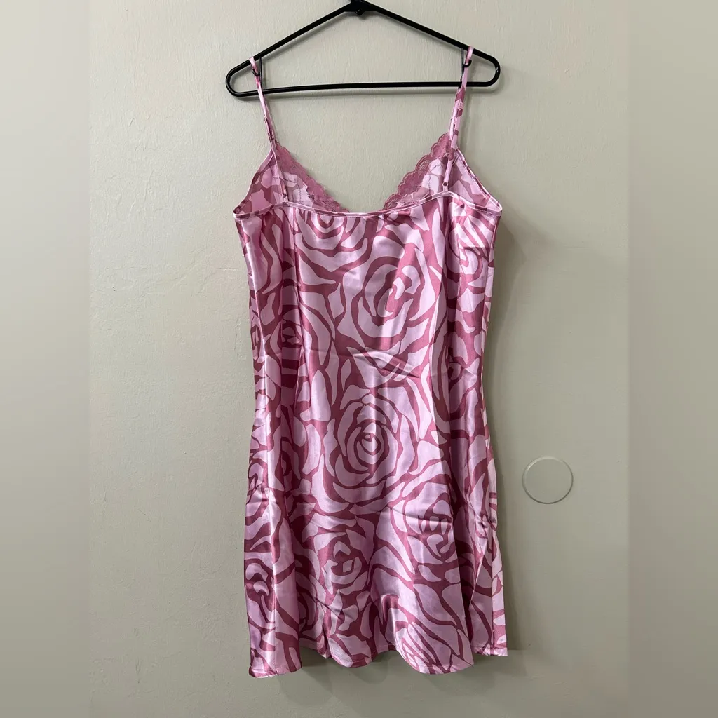 Pink Victoria’s Secret Floral Rose Pink Slip Dress Sz XL - Image 5