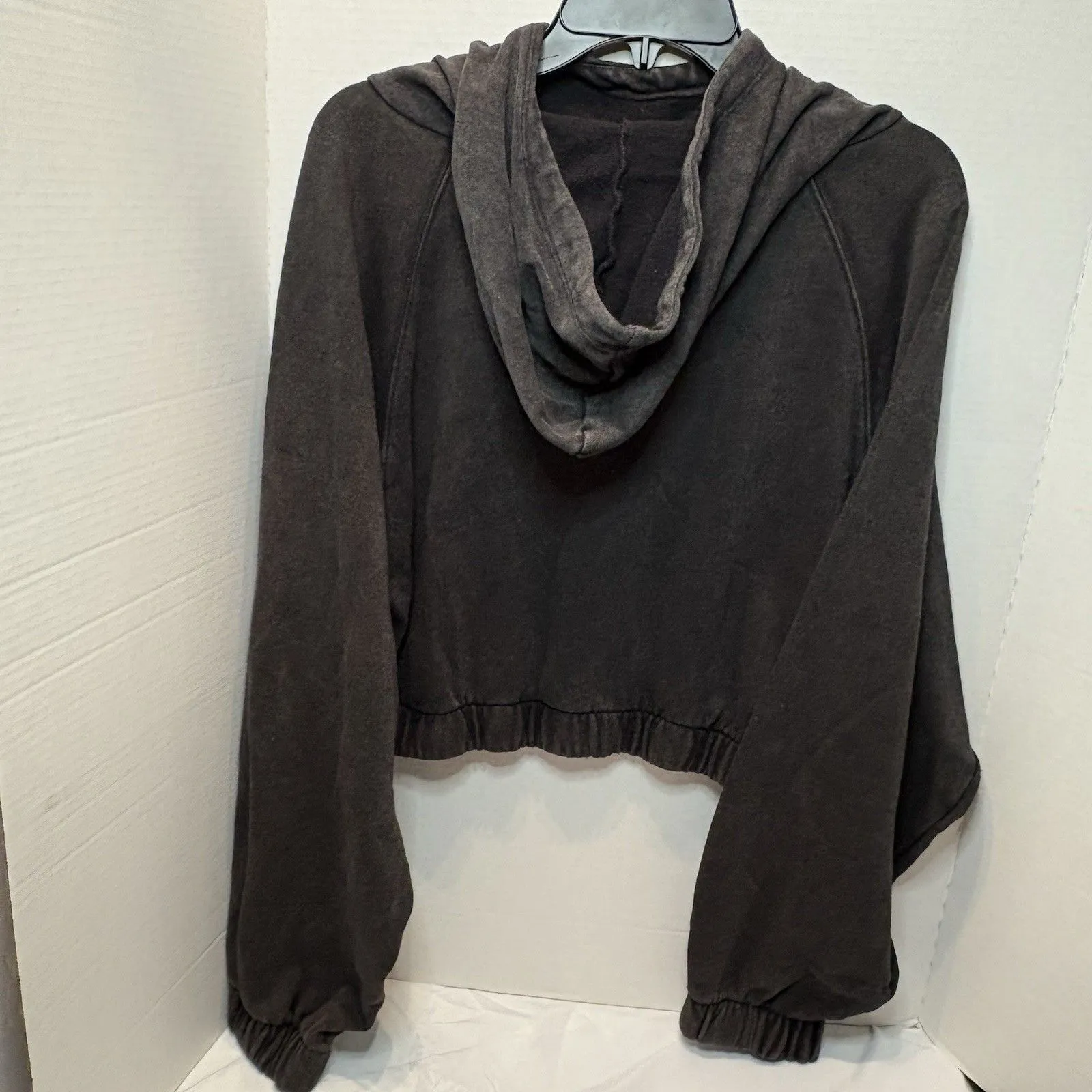 Aeropostale Women's Gray Drawstring Pullover Hooded Hoodie Crop Sweatshirt XL - Image 3