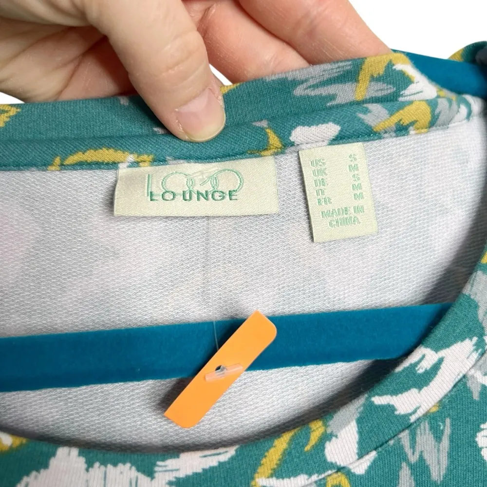 LOGO Lounge Green Abstract Print 3/4 Sleeve Swing Blouse - Image 6