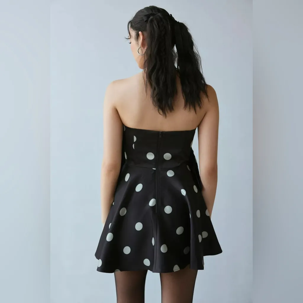 Bardot Brydie Bow Front Polka Dot Mini Dress XXL - Image 5