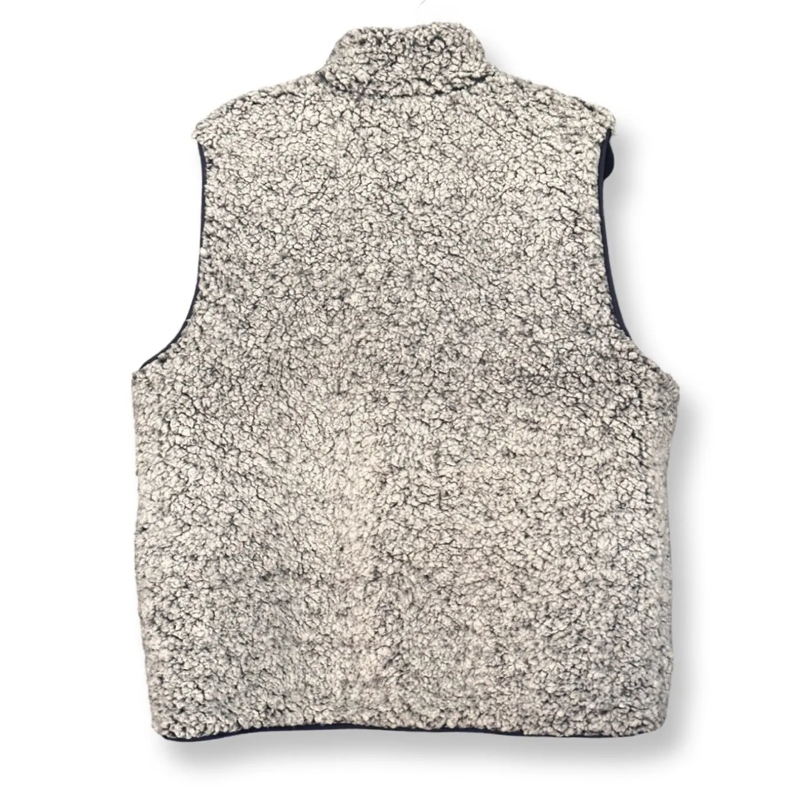 Reversible Quilted Fuzzy Vest With Pockets Navy Blue Size XL - Image 5