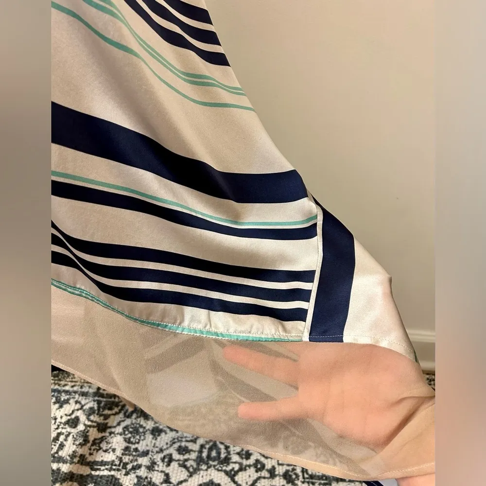 Adrienne Striped Silk Dress Size Medium - Image 10