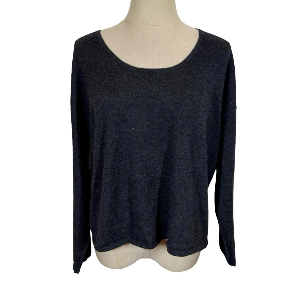 Naadam Ultra Fine Cashmere Scoop Top Cropped 100% Cashmere Sweater Charcoal Gray Size XS - Image 2