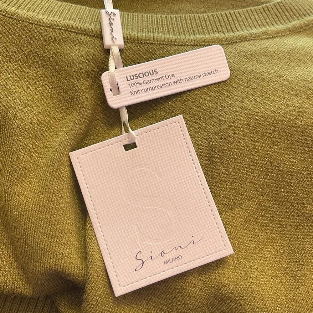 Sioni Milano womens  size 3X olive sheer lace puffed sleeves sweater NWT - Image 8