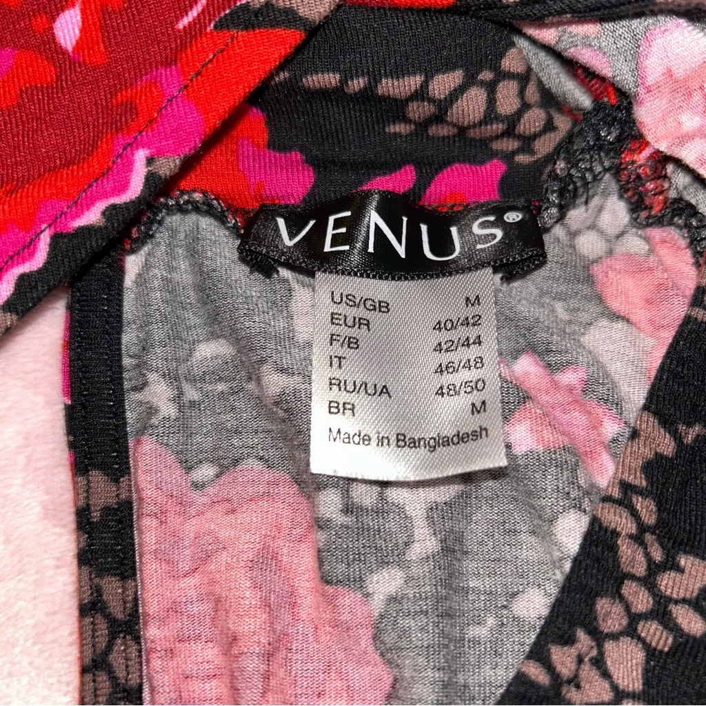 Venus floral mock halter neck long sleeve bodycon ruched midi dress M keyhole - Image 7