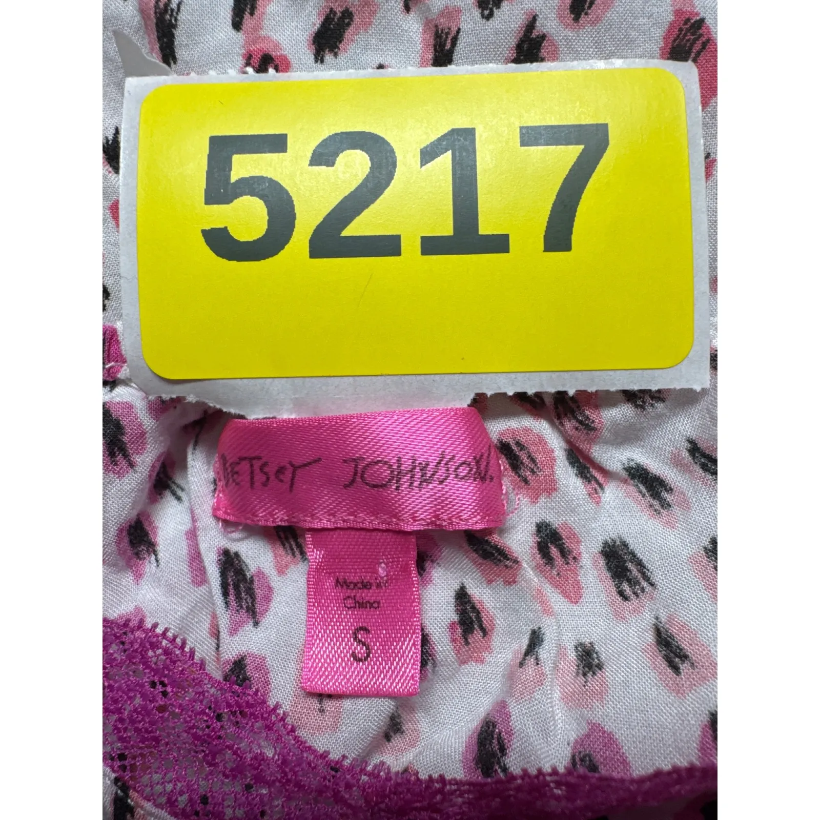 Betsey Johnson 2016 Womens Pink Print Lace Trim Cami Nightie Sleep Dress Size S - Image 12