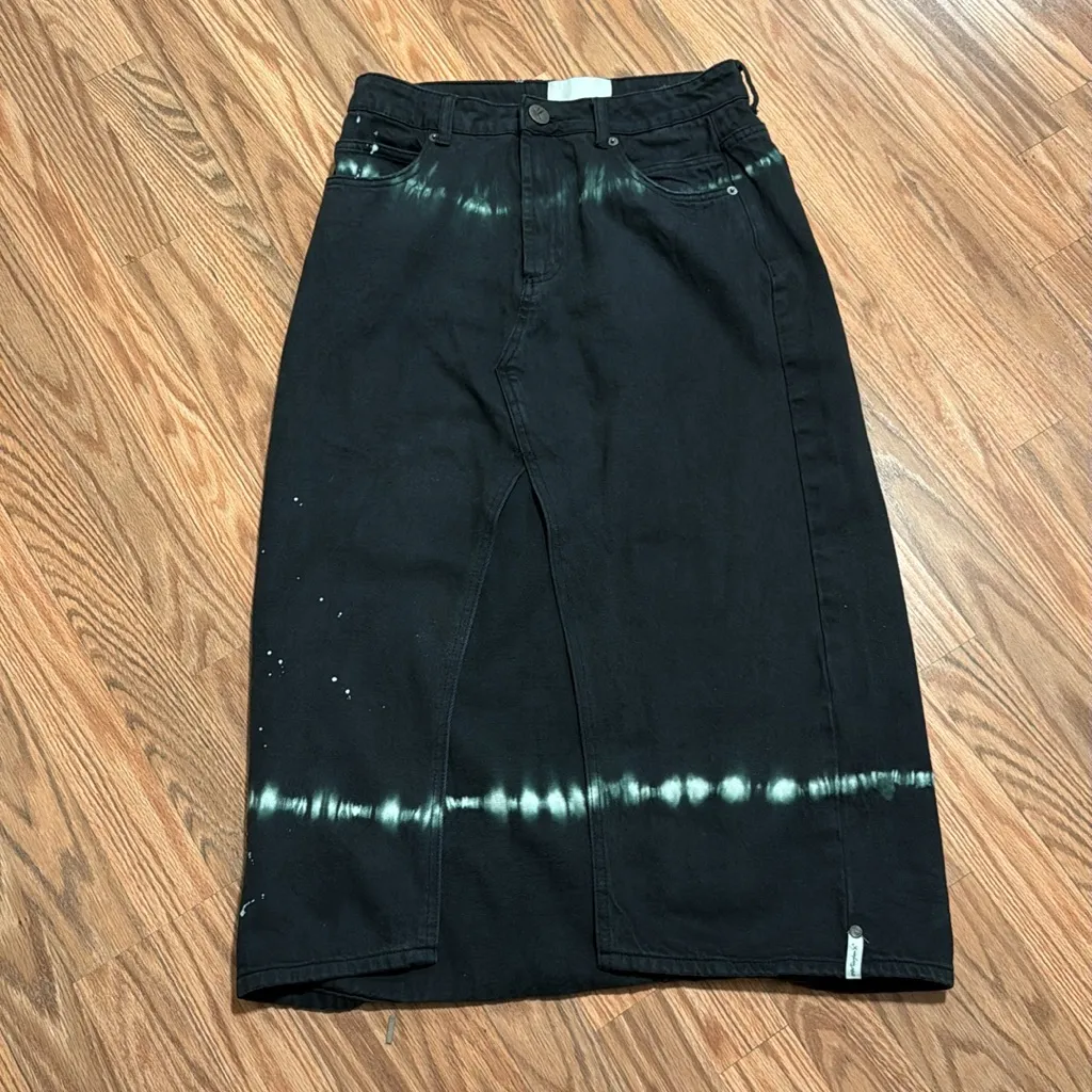 One Teaspoon free people Rocko tea Maxi Length Denim Skirt, Sz 27 splatter 4 - Image 2