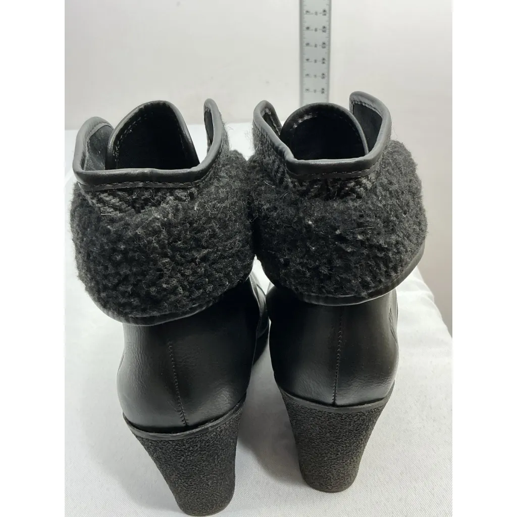 Womans Rock & Candy By Zigi Sadre Bootie 6.5 Black Lace Up Wedge - Image 5