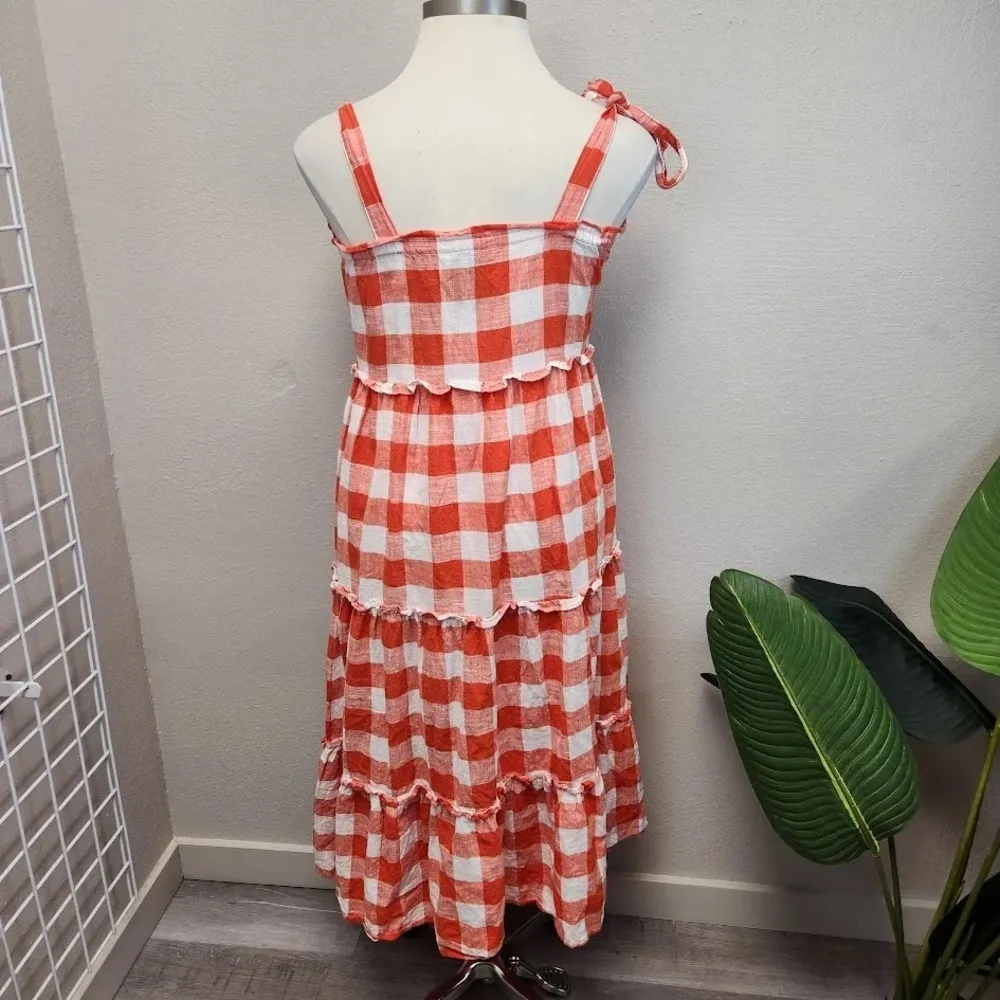 F&F Orange Gingham Tiered Dress - Size 10 - Image 2