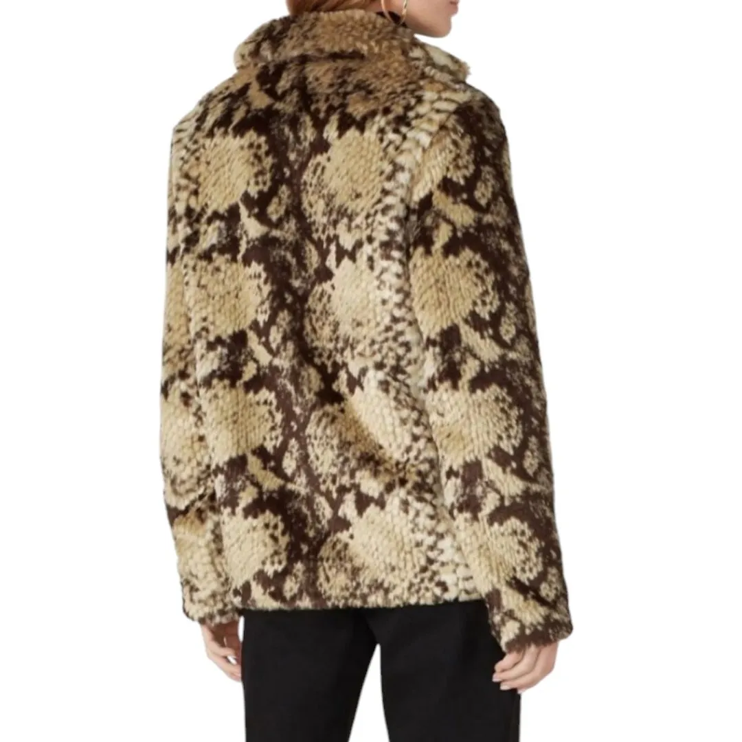 Unreal Fur Fame Faux Fur Jacket Women's Small Brown Animal Print Luxury Coat - Image 2