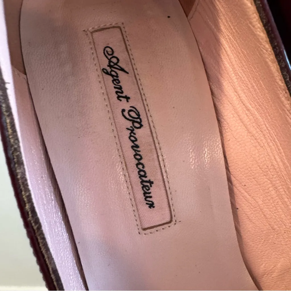 Agent Provocateur Burgundy Patent Leather Pumps Size 39 Red - Image 4