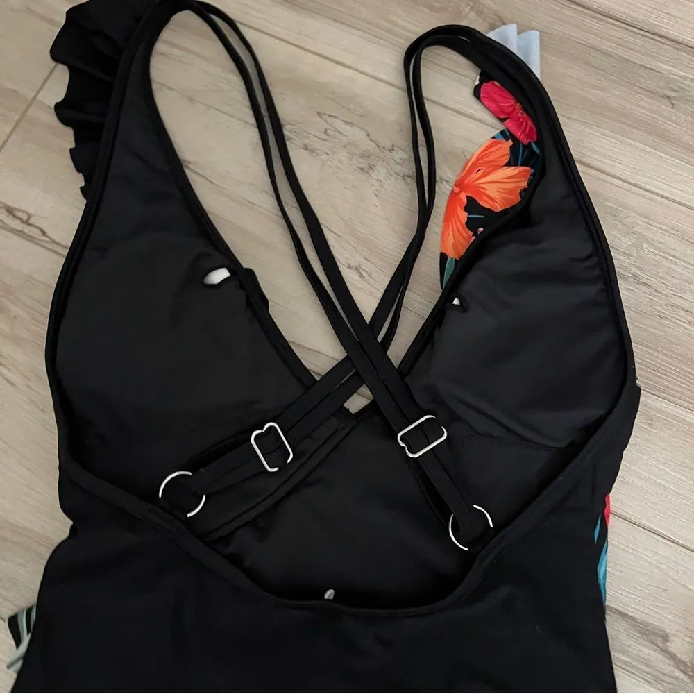 NWT tropical floral Cupshe swimsuit Size Small - Image 4