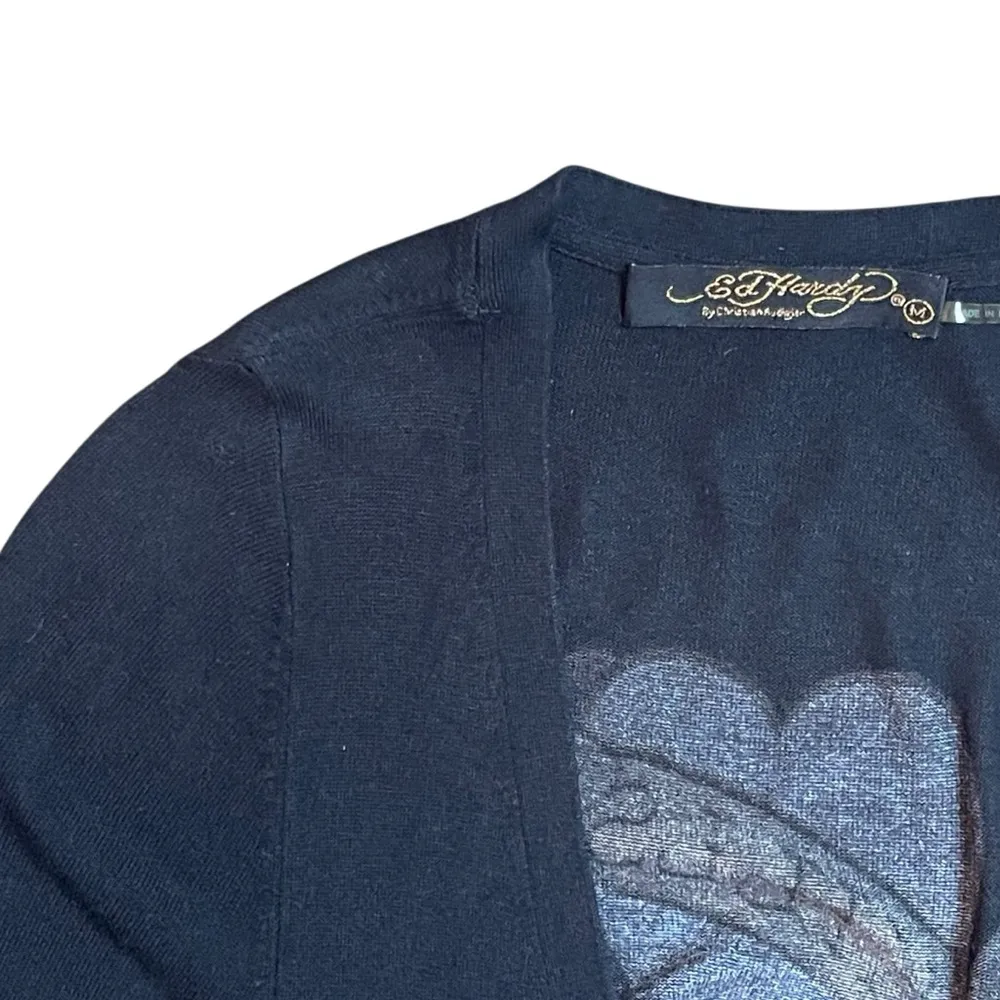 Ed Hardy Long Cardigan Cover Up Love Kills Slowly Medium Vintage Y2K Streetwear - Image 7