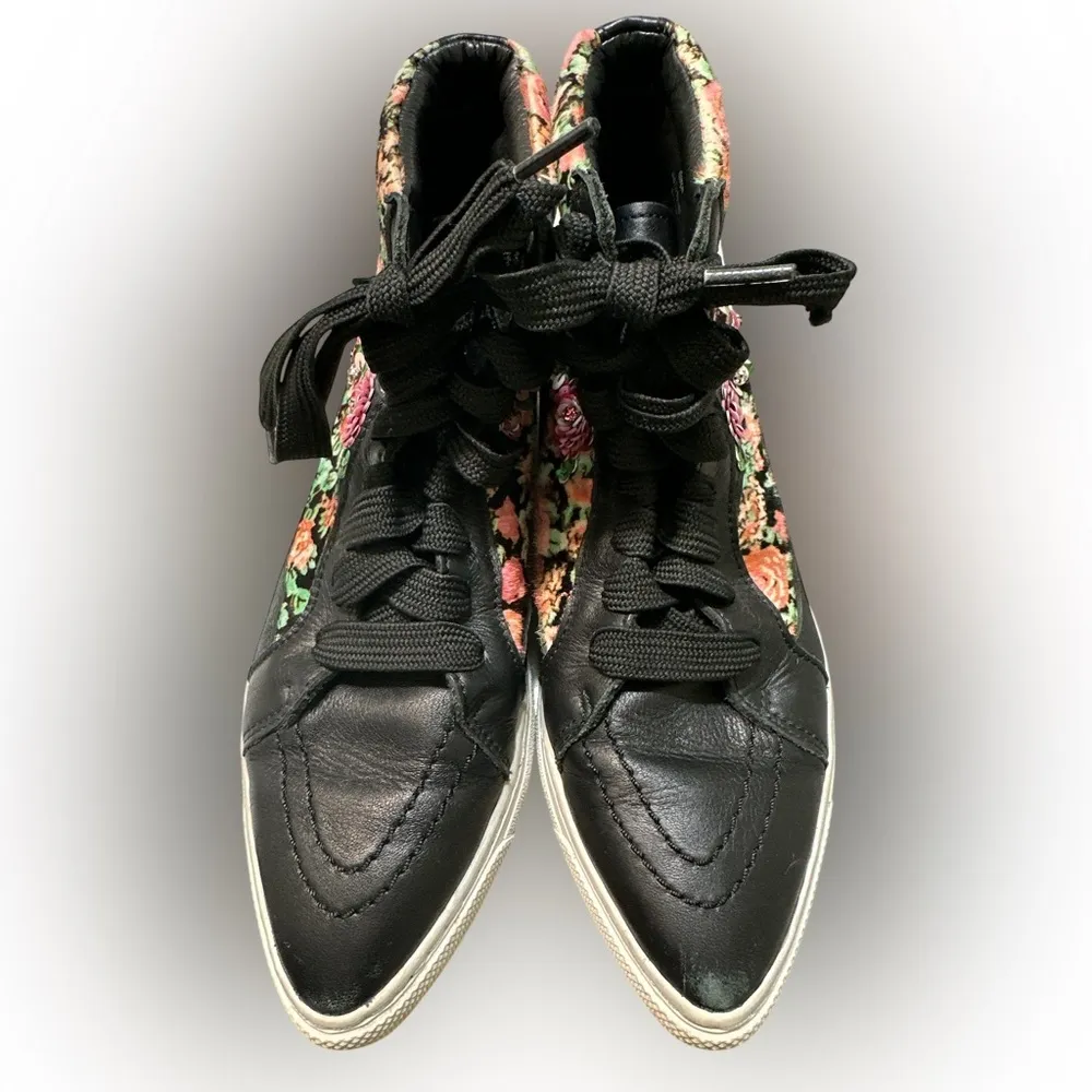 Coach High Top Pointed Toe Floral Sneaker All Leather - Image 9
